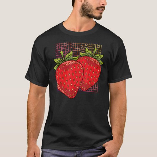 Red Berry Synthwave Summer Frucht Food Erdbeere T-Shirt (Vorderseite)