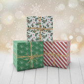 Red Berry Twigs Mixed Christmas Patterns Geschenkpapier Set