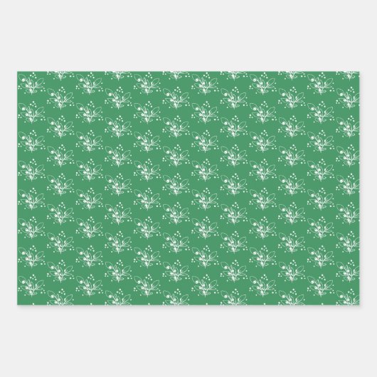 Red Berry Twigs Mixed Christmas Patterns Geschenkpapier Set (Vorderseite 3)