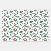 Red Berry Twigs Mixed Christmas Patterns Geschenkpapier Set (Vorderseite)