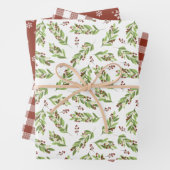 Red Berry Twigs Snowflakes Holiday Patterns Geschenkpapier Set (Beispiel)