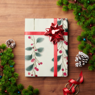 Red Berry Wrapping Paper   Watercolor Holi Geschenkpapier