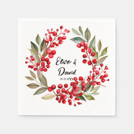 Red Berry Wreath Christmas Serviette