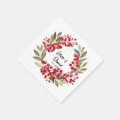 Red Berry Wreath Christmas Serviette (Ecke)