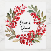 Red Berry Wreath Christmas Weinetikett (Einzelnes Label)