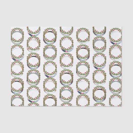 Red Berry Wreath Foto Collage Weihnachten Seidenpapier (Vorderseite)