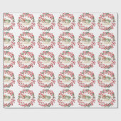 Red Berry Wreath Merry & Bright Geschenkpapier (Flach)