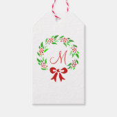 Red Berry Wreath Monogram Geschenkanhänger (Vorderseite)