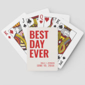 Red Best Day Ever Wedding Cards Spielkarten (Rückseite)