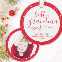 Red Best Oma je Script Stars Foto auf der Rückseit