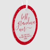 Red Best Oma je Script Stars Foto auf der Rückseit Ornament (Vorderseite)