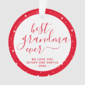 Red Best Oma je Script Stars Foto auf der Rückseit Ornament (Vorderseite)