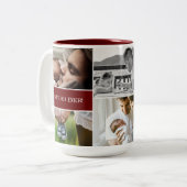 Red Best Vater je Custom Foto Collage Daddy Zweifarbige Tasse (Vorderseite Links)