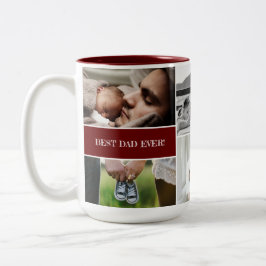Red Best Vater je Custom Foto Collage Daddy Zweifarbige Tasse