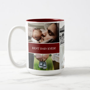 Red Best Vater je Custom Foto Collage Daddy Zweifarbige Tasse