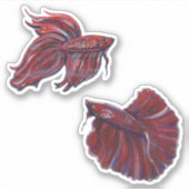 Red Betta Fisch-Design von Renee Lavoie Aufkleber (Vorderseite)