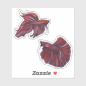 Red Betta Fisch-Design von Renee Lavoie Aufkleber (Blatt)