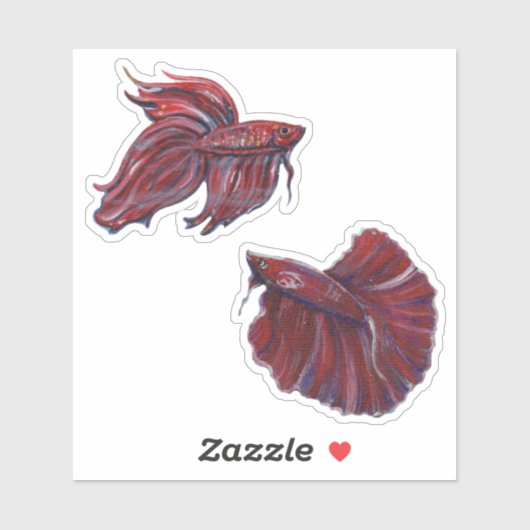 Red Betta Fisch-Design von Renee Lavoie Aufkleber (Blatt)