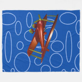 Red Bi-Flugzeug auf blauen Kreisläufen Fleecedecke (Vorderseite (Horizontal))