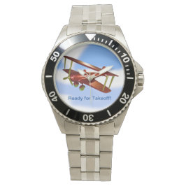 Red Bi-Flugzeug eWatch Armbanduhr