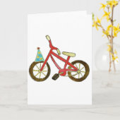 Red Bicycle Birthday Hat Karte (Gelbe Blume)