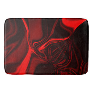 Red biegst du and undulations on dark background badematte