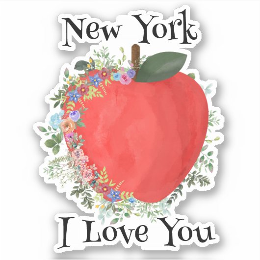 RED BIG APPLE New York I Liebe You Aufkleber (Vorderseite)