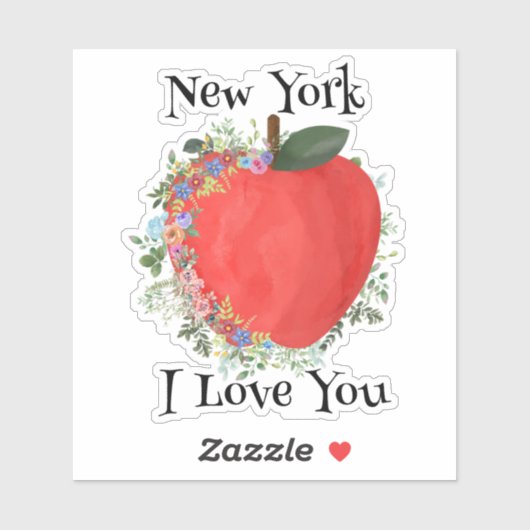 RED BIG APPLE New York I Liebe You Aufkleber (Blatt)