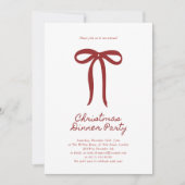 Red Big Bow Christmas Party Invitation Einladung (Vorderseite)