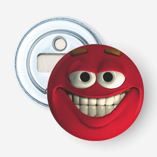 Red Big Grin Emoticon Flaschenöffner (Vorderseite)
