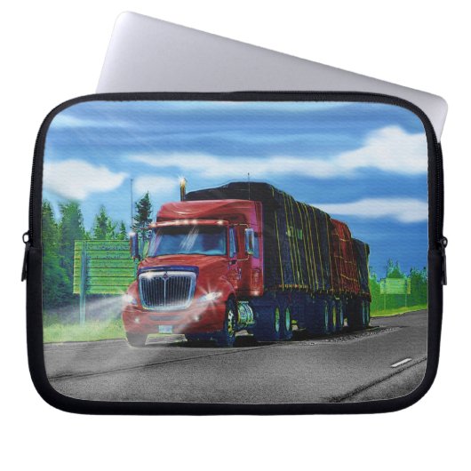 Red Big Rig LKW Fahrer's Art Laptop Sleeve (Vorderseite)