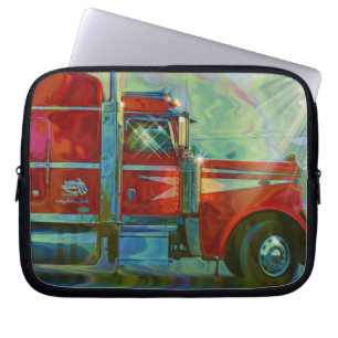 Red Big Rig LKW Fahrer's Art Laptop Sleeve