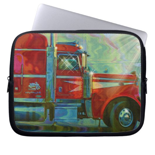 Red Big Rig LKW Fahrer's Art Laptop Sleeve (Vorderseite)