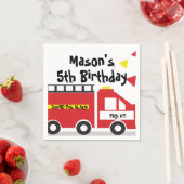 Red Big Truck Feuerwehrmann Geburtstag Serviette (Beispiel)
