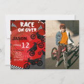 Red Bike Birthday Foto Einladung (Vorderseite)