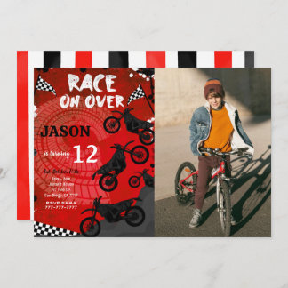 Red Bike Birthday Foto Einladung