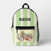 Red Bike mit Blume Pesonalized Backpack Bedruckter Rucksack (Vorderseite)
