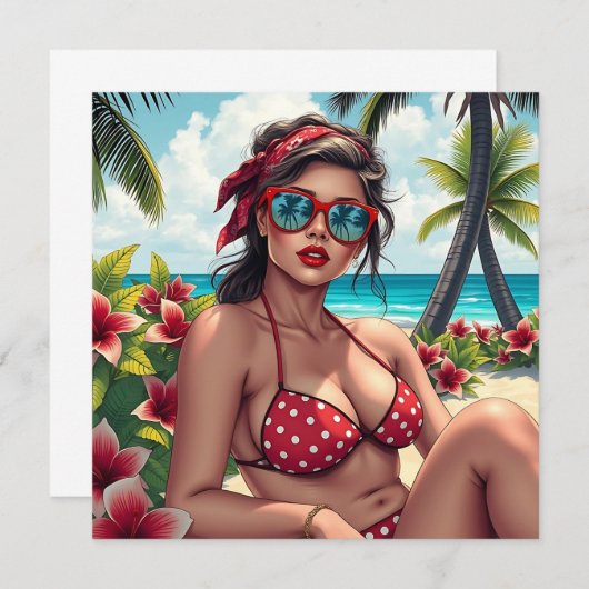 Red Bikini, Sonnenbrille und Bandana Blank (Vorne/Hinten)