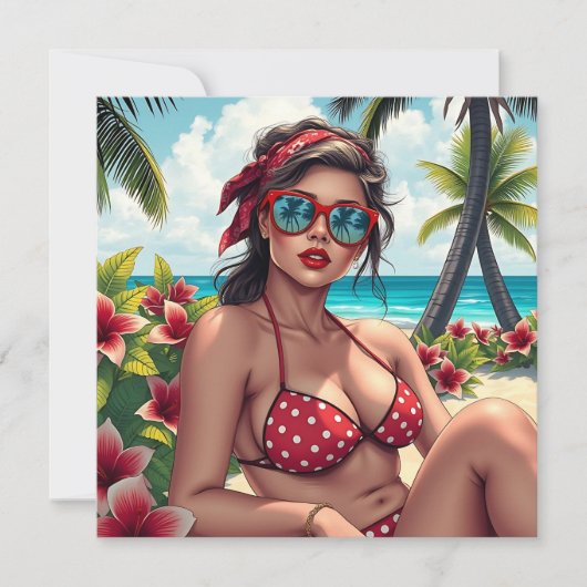 Red Bikini, Sonnenbrille und Bandana Blank (Vorderseite)