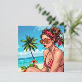 Red Bikini, Sonnenbrille und Bandana Frau (Stehend Vorderseite)