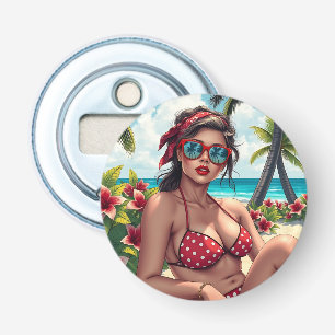 Red Bikini, Sonnenbrille und Bandana Frau Flaschenöffner