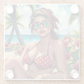 Red Bikini, Sonnenbrille und Bandana Frau Glasuntersetzer (Rückseite)