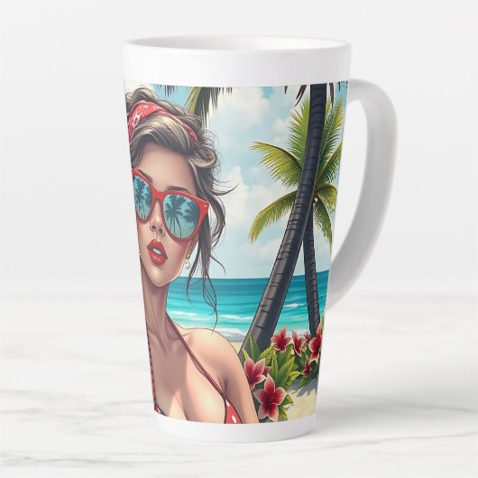 Red Bikini, Sonnenbrille und Bandana Frau Milchtasse (Rechte Ecke)