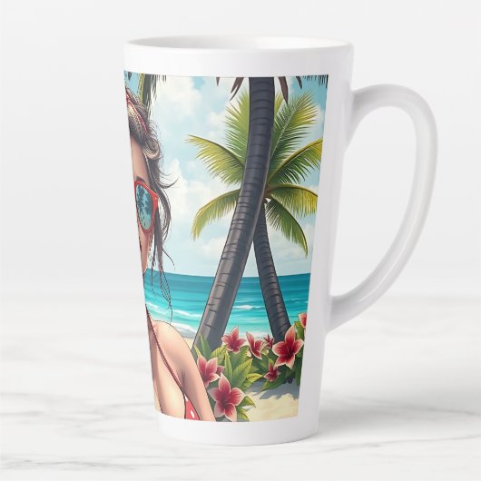 Red Bikini, Sonnenbrille und Bandana Frau Milchtasse (Rechts)