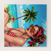 Red Bikini, Sonnenbrille und Bandana Frau Puzzle (Horizontal)