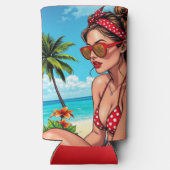 Red Bikini, Sonnenbrille und Bandana Frau Selters Dosenkühler (Rückseite)