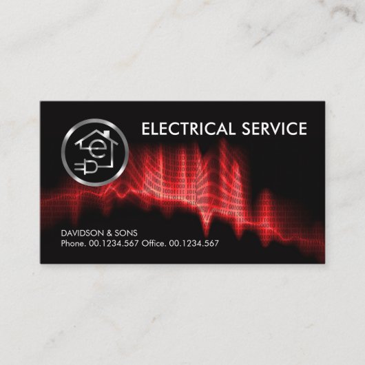 Red Binary Code Electrical Lightning Visitenkarte (Vorderseite)