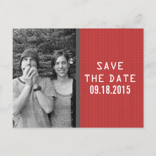 Red Binary Code Foto Save the Date Postkarte