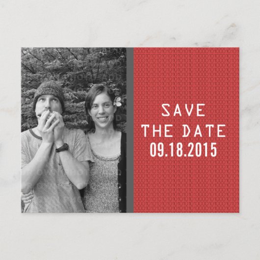 Red Binary Code Foto Save the Date Postkarte (Vorderseite)