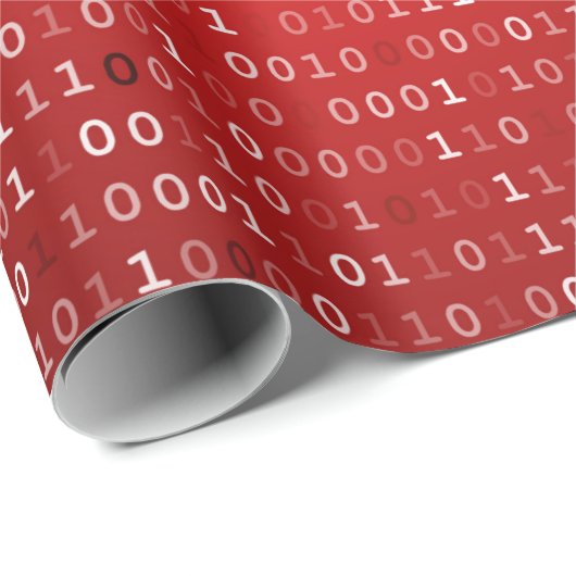 Red Binary Code Gift Wrap Geschenkpapier (Rolleneckpunkt)